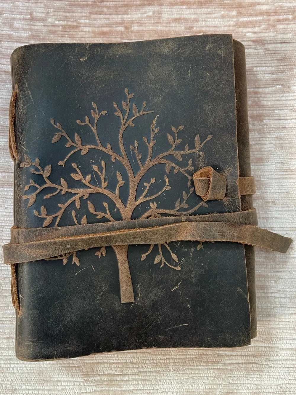 Handcrafted Vintage Leather Journal Notebook Tree of Life Halloween Vibes